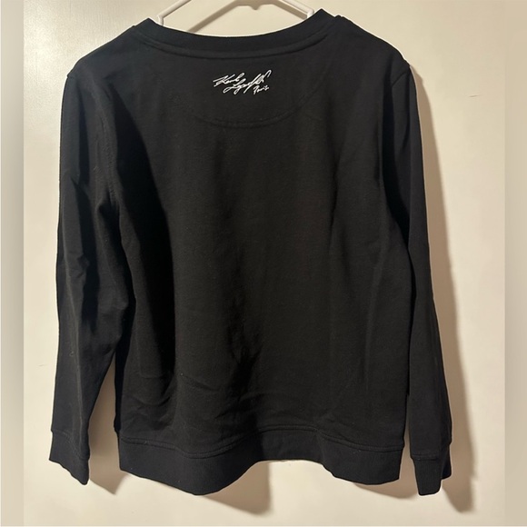 Karl Lagerfeld Black Crystal Studded Eiffel Tower Sweatshirt Silver Logo M - Picture 6 of 9